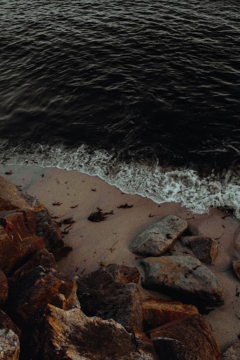 Top View of Seashore and Boulders