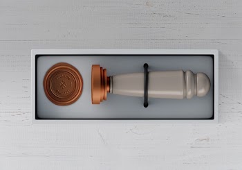 Top view of stamp mockup in box Free Psd