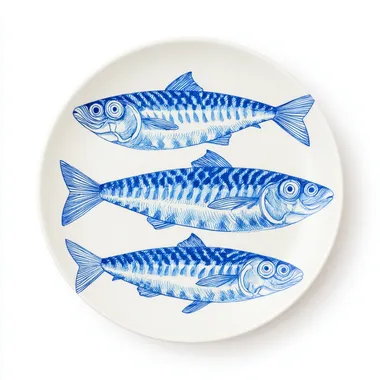 Top View of Three Sardines on a Plate Top View of Three Sardines on a Plate
