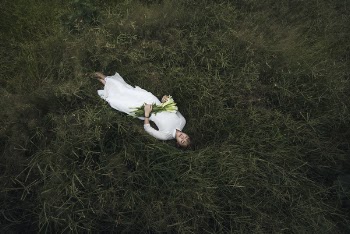 Top view of Vietnamese girl with Ao Dai