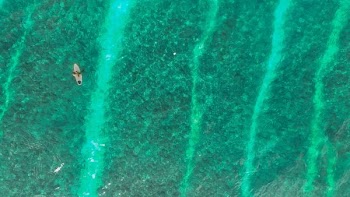 top view of white boat on body of water during daytime
