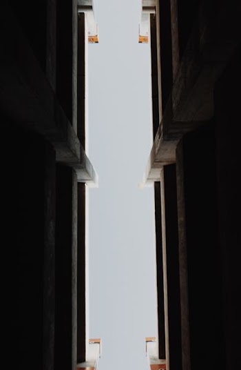 top view of white hallway
