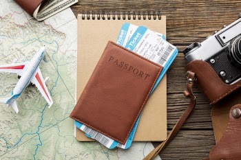 Top view passport with flight tickets Free Photo