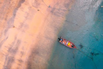Top View Photo of Boat on Body of Water