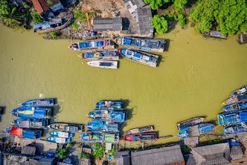 Top View Photo of Boats on River