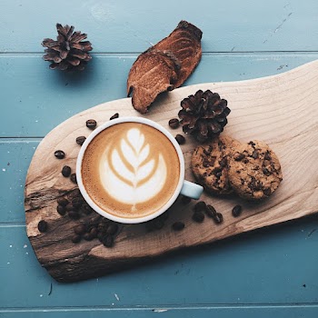 Top View Photo of Coffee Near Cookies