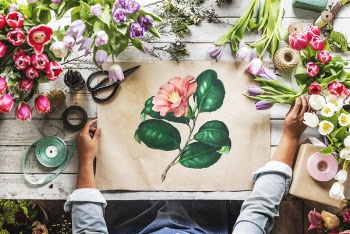 Top View Photo of Flower Painting