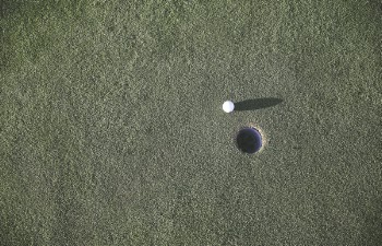 Top View Photo of Golf Ball Beside Hole