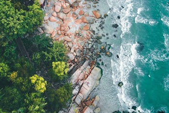 Top View Photo of Rocky Seashore