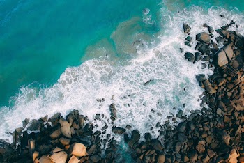 Top View Photo of Rocky Shore