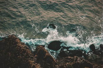 Top View Photo of Rocky Shore