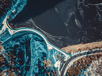 Top-view Photography of Road Near the Body of Water