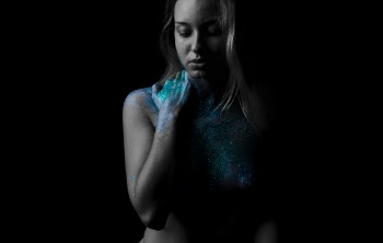 Topless Woman With Green Body Glitters Artwork