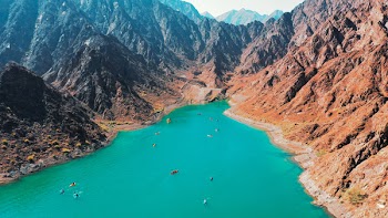 Topview of Body of Water Between of Mountains