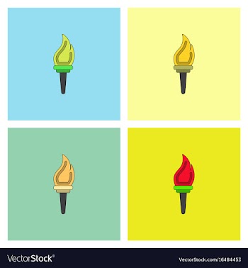 Torch icon symbol fire hot flame power flaming vector image