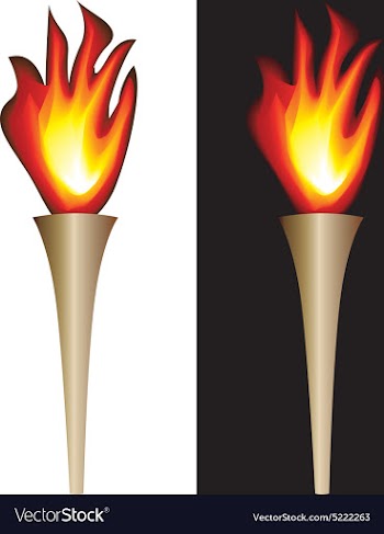 Torch with flame isolated in white black vector image