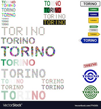 Torino text design set vector image