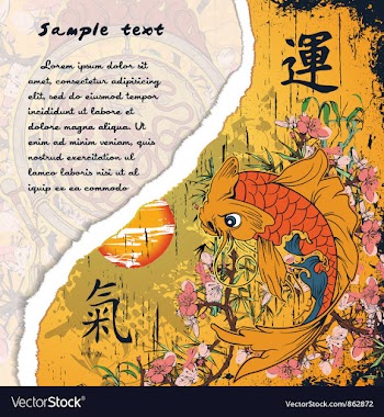 Torn cardboard with koi fish vector image