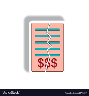 Torn contract in paper sticker vector image