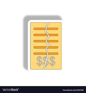 Torn contract in paper sticker vector image