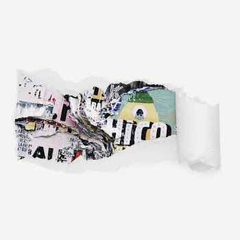 Torn magazine papers reveal sticker, | Free PSD - rawpixel