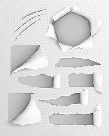 Torn paper realistic transparent set Free Vector