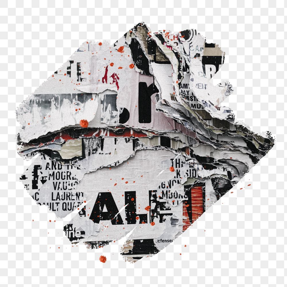 Torn posters png, brush stroke | Free PNG - rawpixel