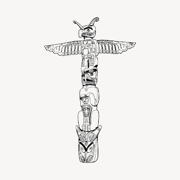Totem pole collage element, drawing | Free Vector - rawpixel