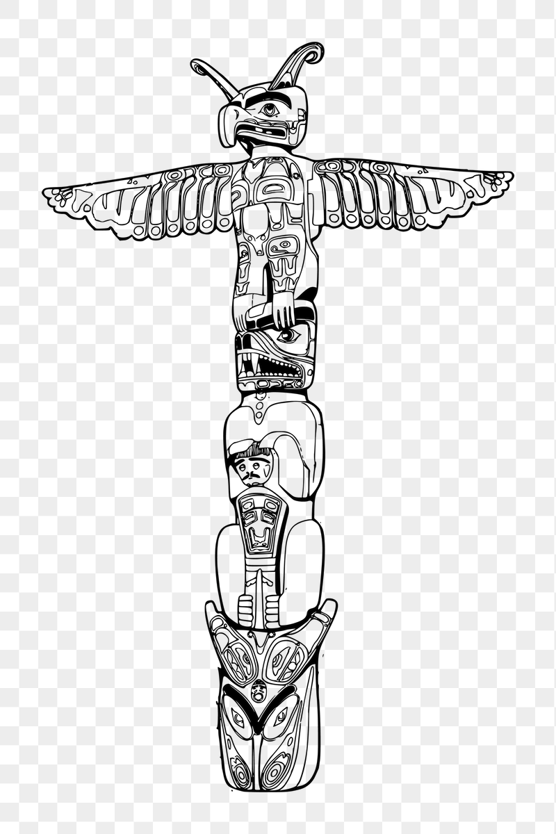 Totem pole png sticker illustration, | Free PNG - rawpixel