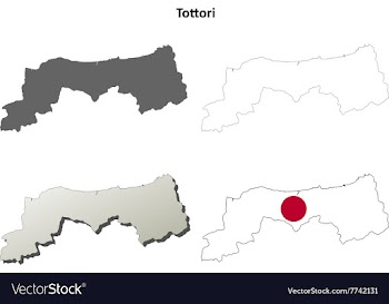 Tottori blank outline map set vector image