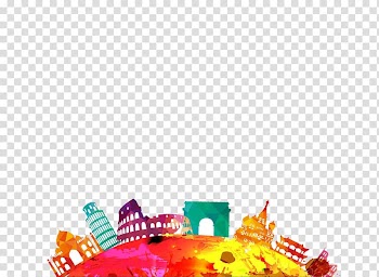Tourism, Colored buildings Landmarks transparent background PNG clipart