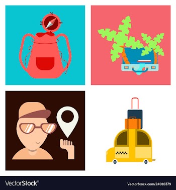 Tourism icon set included icons as tourist guide vector image