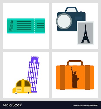 Tourism icon set included icons as tourist guide vector image