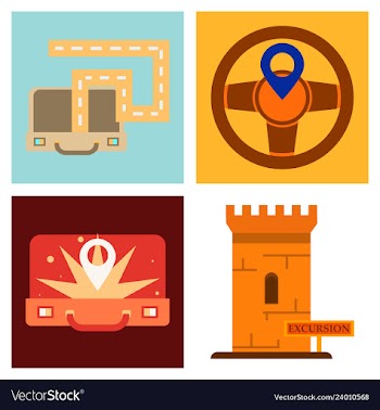 Tourism icon set included icons as tourist guide vector image