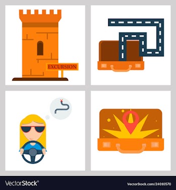 Tourism icon set included icons as tourist guide vector image