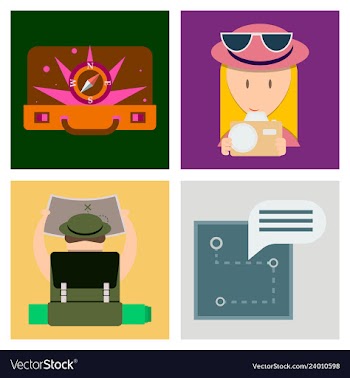 Tourism icon set included icons as tourist guide vector image