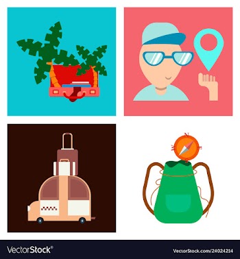 Tourism icon set included icons as tourist guide vector image