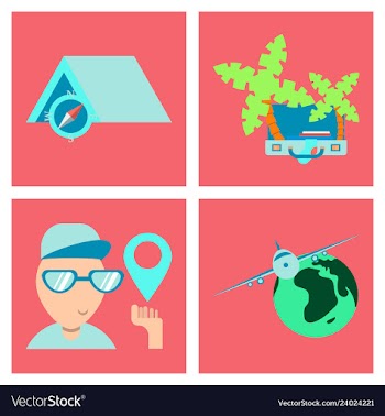 Tourism icon set included icons as tourist guide vector image