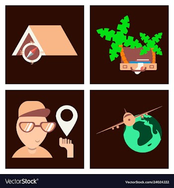 Tourism icon set included icons as tourist guide vector image