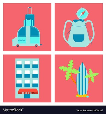 Tourism icon set included icons as tourist guide vector image