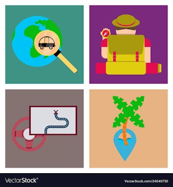 Tourism icon set included icons as tourist guide vector image