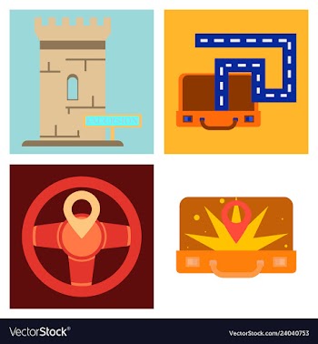 Tourism icon set included icons as tourist guide vector image