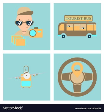 Tourism icon set included icons as tourist guide vector image