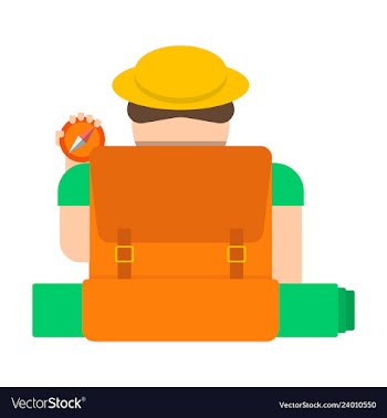 Tourist hipster man with a suitcase and a compass vector image