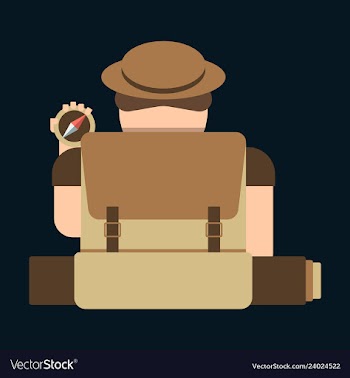 Tourist hipster man with a suitcase and a compass vector image