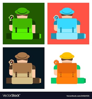 Tourist hipster man with a suitcase and a compass vector image