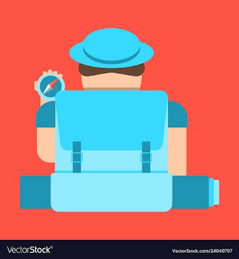Tourist hipster man with a suitcase and a compass vector image