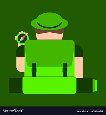 Tourist hipster man with a suitcase and a compass vector image