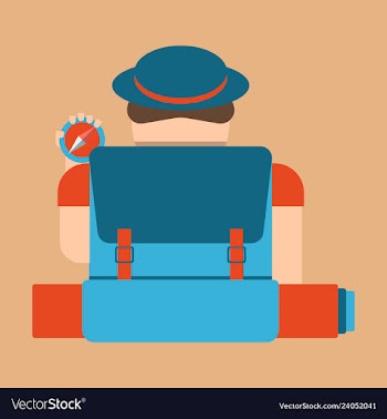 Tourist hipster man with a suitcase and a compass vector image