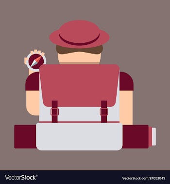 Tourist hipster man with a suitcase and a compass vector image